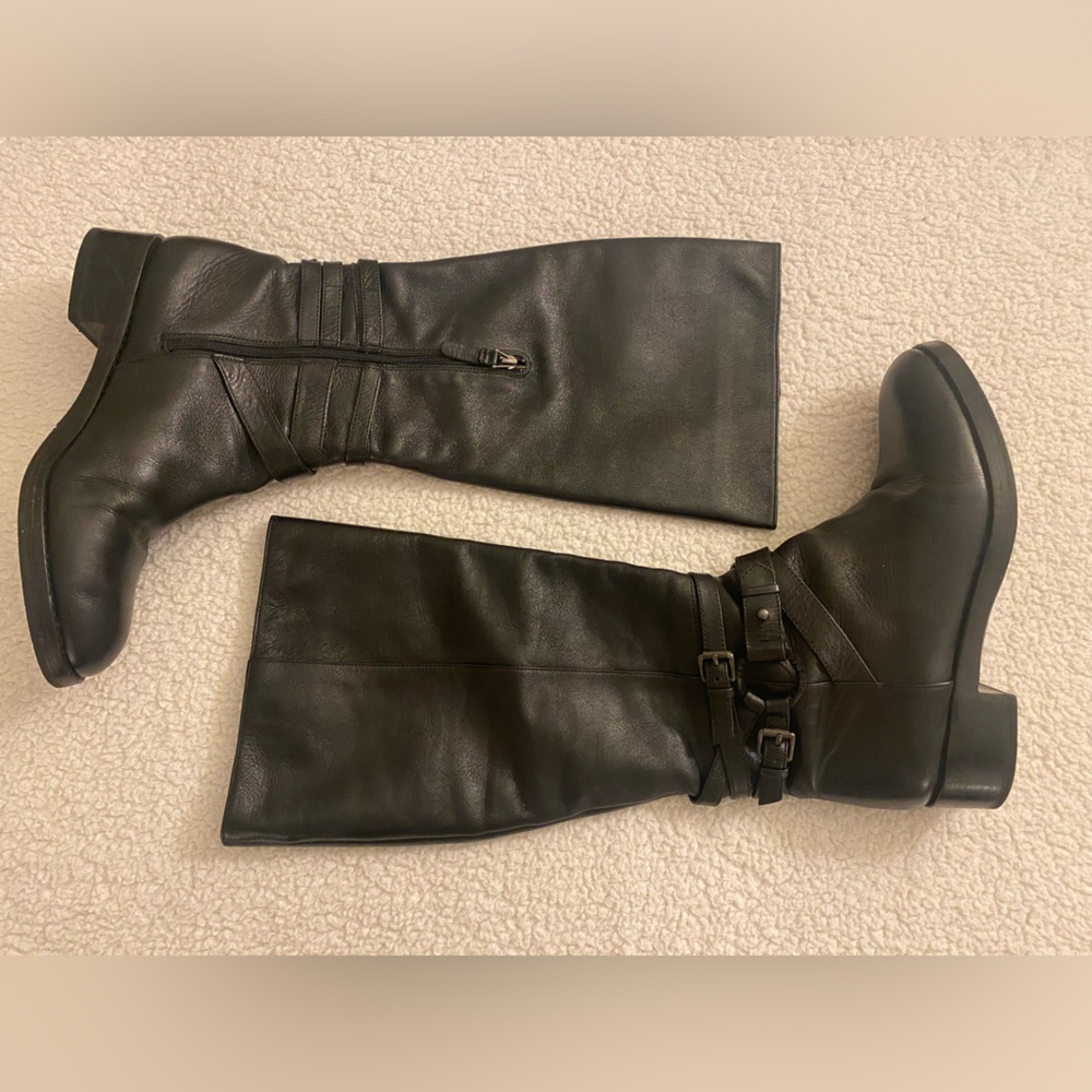 VIA SPIGA • GABRIELLE • Black Leather Knee-High Boots • Size 8.5